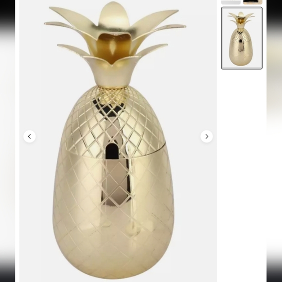 Gold Finish Pineapple Tumbler Cocktail Cup with Straw 17oz - Picture 3 of 10